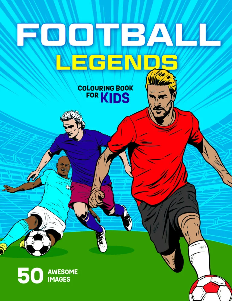 Football Legends Colouring Book for Kids – 50 Awesome Colouring Pages of World Soccer Heroes for Boys and Girls Aged 5-12