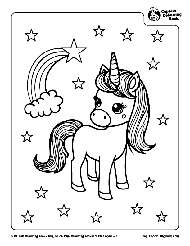 Free Unicorn Colouring Page Download by Captain Colouring Book