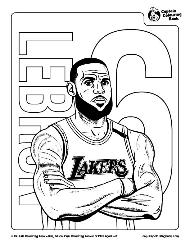 Free LeBron James Basketball Colouring Page Download by Captain Colouring Book