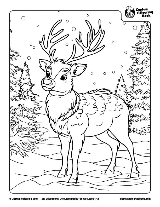 Free Rudolf the Red Nosed Reindeer Colouring Page Download by Captain Colouring Book