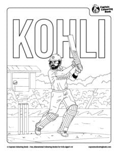 Free Virat Kohli India Cricket Colouring Page PDF Download