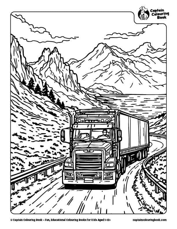 free lorry colouring page pdf download by captain colouring book