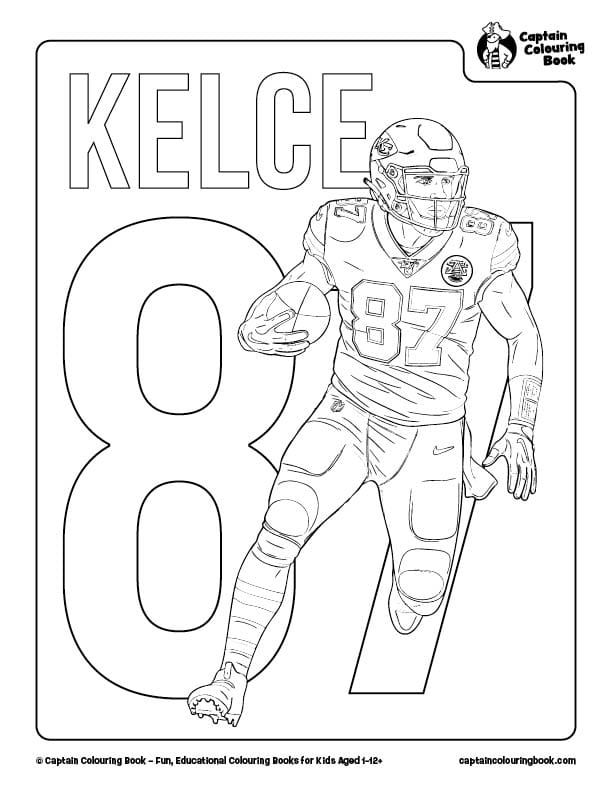 Free Travis Kelce American Football Coloring Page Download by Captain Colouring Book